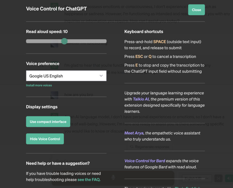 Voice Control for ChatGPTと英会話方法